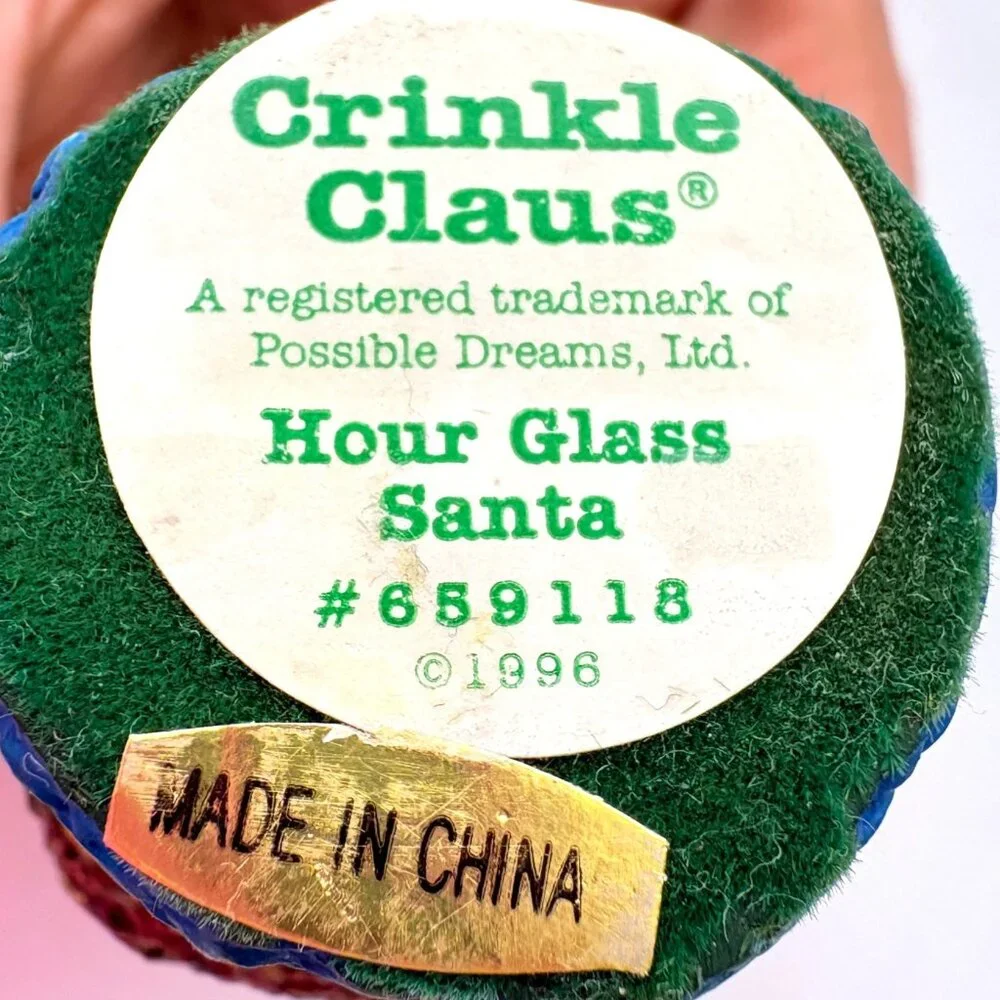 Vintage 1996 Crinkle Claus Hour‎ Glass Santa #659118 Christmas Figurine Decor